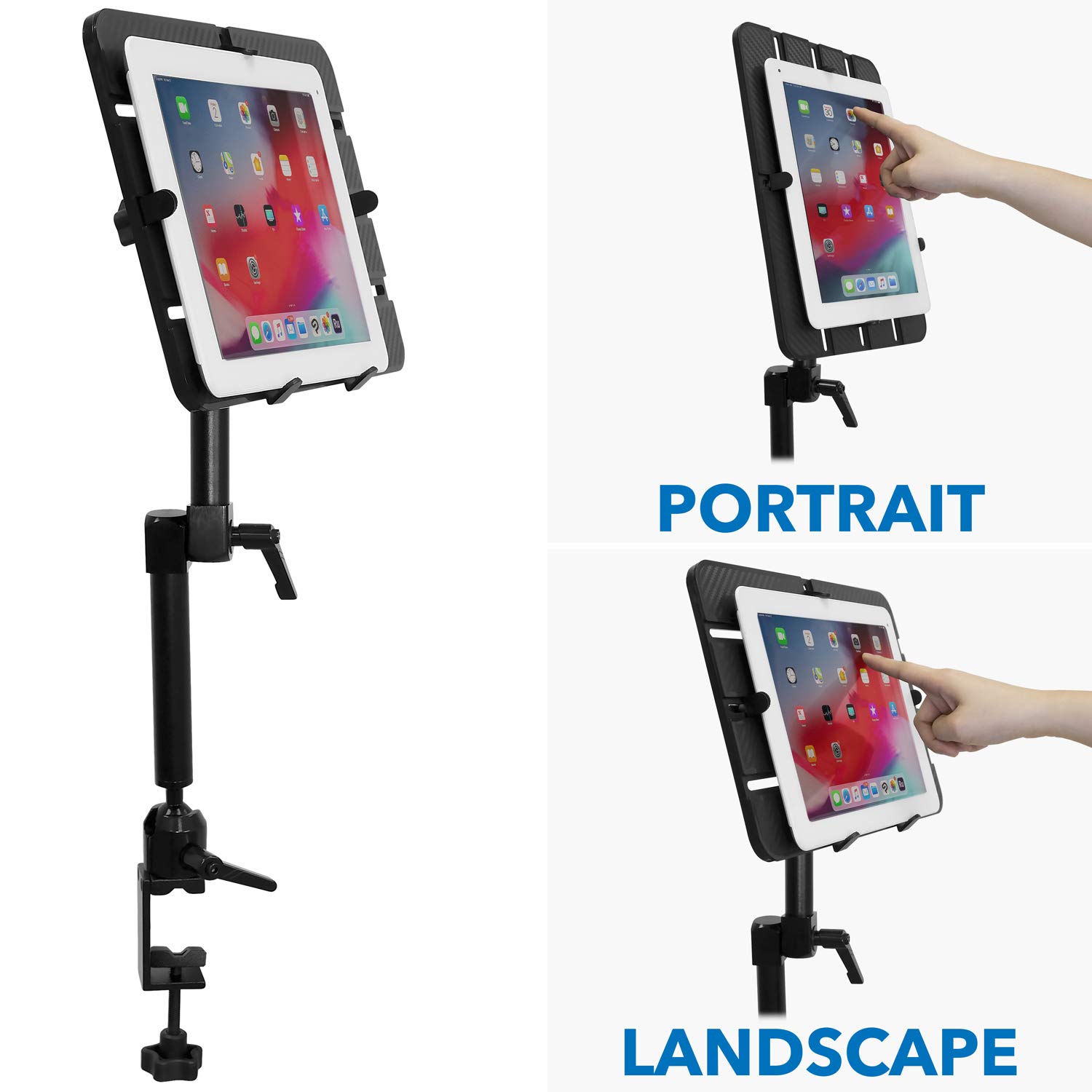 Mount-It! Uchwyt na tablet | Uniwersalny uchwyt Full Motion do iPada, telefonu lub tabletu | Podstawa C-Clamp | Pasuje do ekranów 6-14 cali