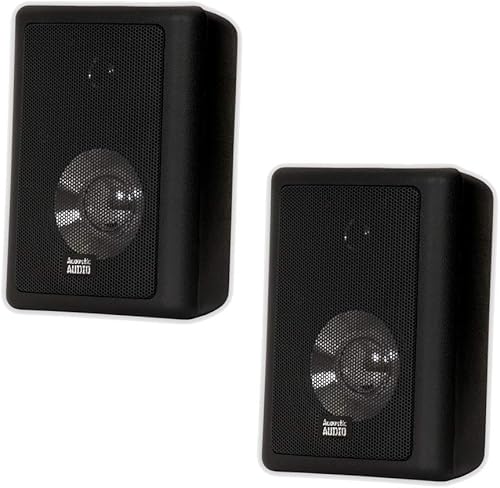 Acoustic Audio 151B - Altavoces de 2 vías para interiores y exteriores, 600 vatios, par negro