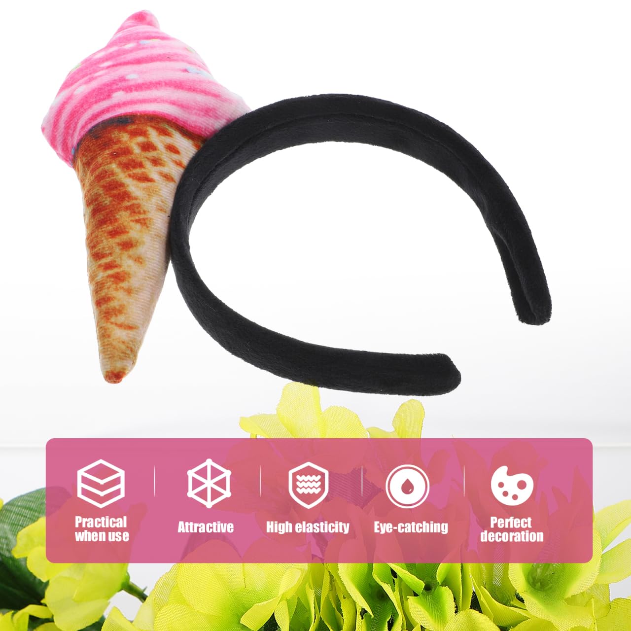 PAMINGONO Ice Headband Make Up Headband Makeup Headband Party Hair Accessories Makeup Spa Hair Band Hair Band Ice Cream Hair Band Spa Headbands Women's Headbands for Hair Fabric - Image 2