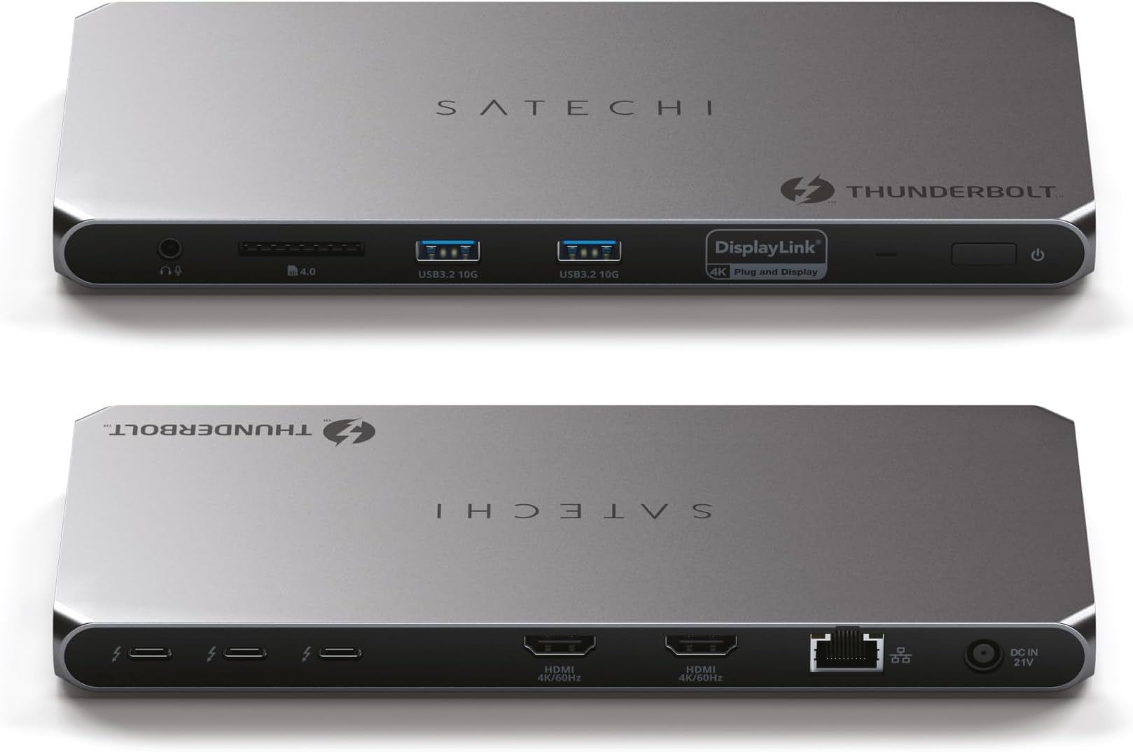 Satechi Thunderbolt 4 DisplayLink ドッキングステーション 12イン1 96W充電 HDMI 8K/60Hz2個 最大40Gbpsデータ転送 USB A2 イーサネット Thunderbolt 4ハブ Mac/Windows用