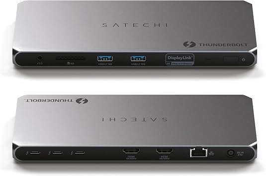 Satechi Thunderbolt 4 Dock 100W Charging, Dual Monitor HDMI 4K/60Hz, 40Gbps Data Transfer, 2 USB-A 3.2, Ethernet, Thunderbolt 4 Dock for MacBook Air/Pro M5, Mac/Windows, DisplayLink Software Required