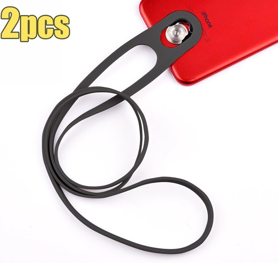 [2 Pack] Universal Silicone Lanyard,Phone Sling Neck Strap Holder Wrist Strap With Detachable Lanyard Strap For Any Phone iPhone X, 8 8 Plus, 7 7 Plus Samsung Galaxy S8 (Black)