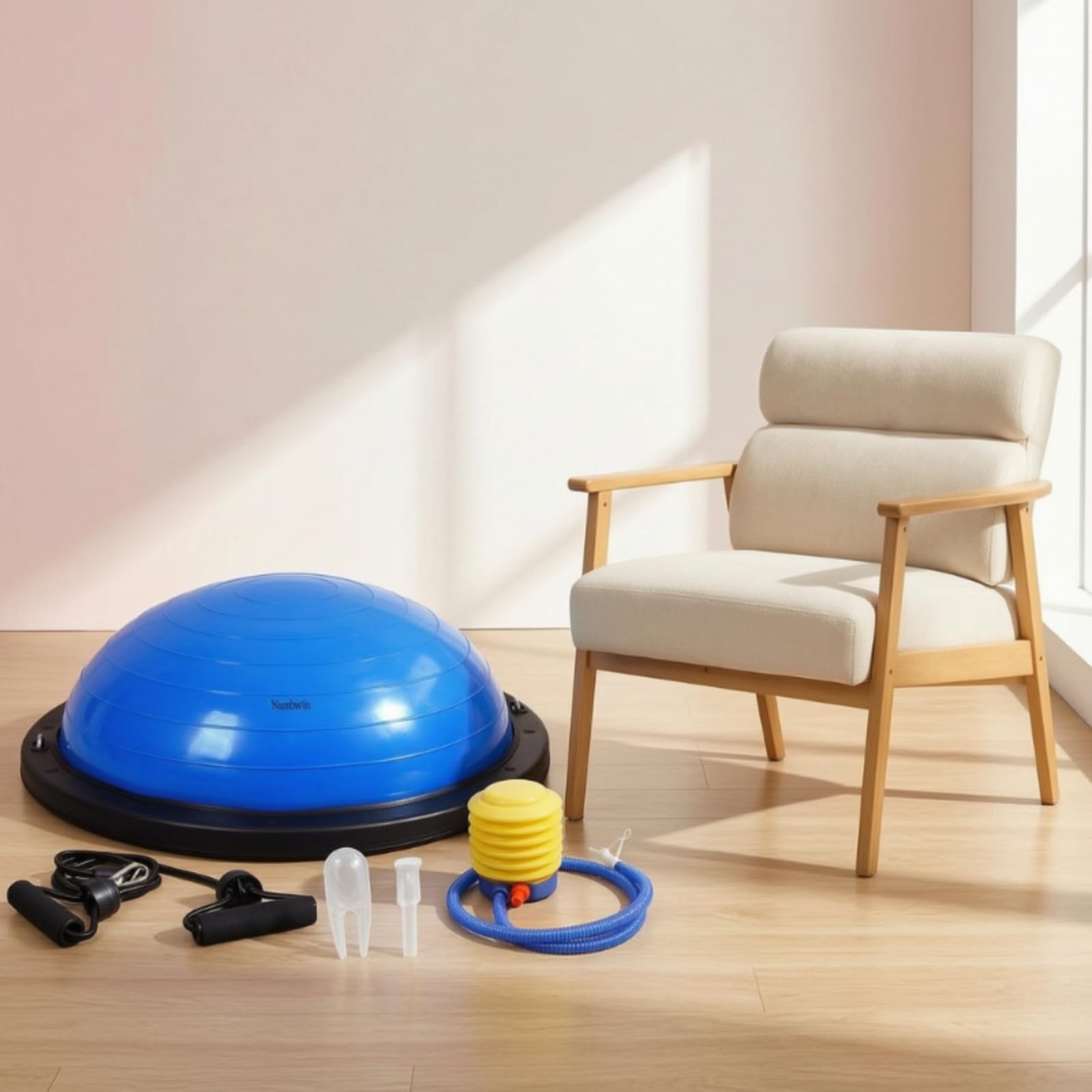 Baoblaze Ball Mezza Sfera Palla Attrezzo Stazione Fitness con Cupola Resistente E Struttura Antiscivolo Elastici Rimovibili per Potenziare Arti Superiori