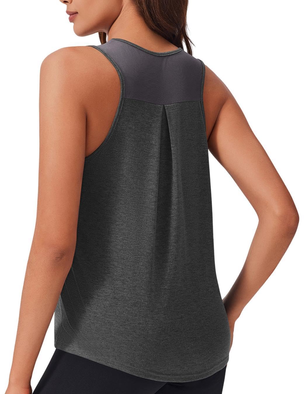 PINSPARK Damen Sport Tank Top Yoga Fitness Sporttop Ärmelloses Racerback Atmungsaktiv Sportshirt Mesh Zurück Gym Oberteile Sommer Running Tops Rundhals Tanktops