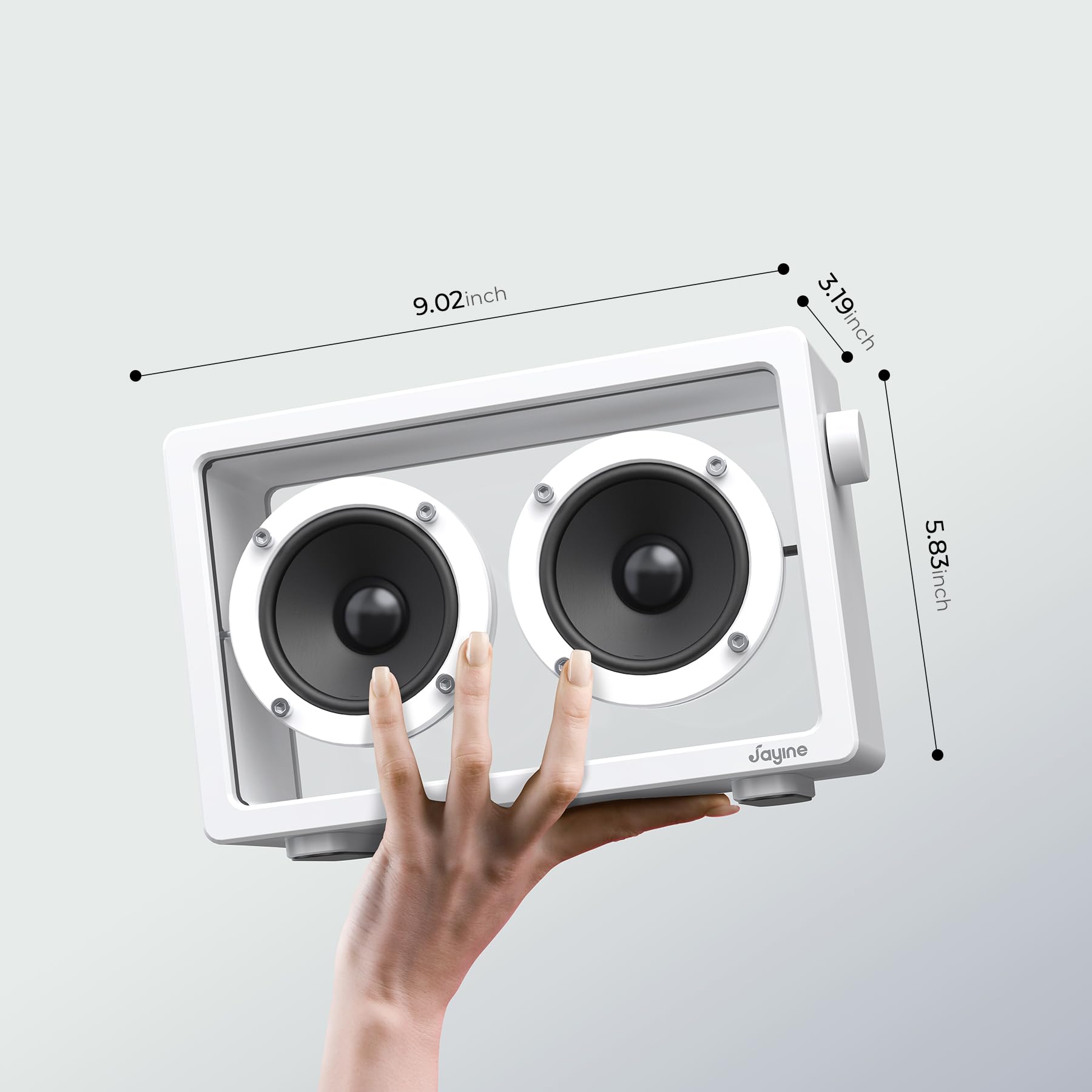 JAYINE Altoparlante Bluetooth portatile a cassetta, altoparlanti minimalisti da 16 W, wireless Bluetooth, suono potente HD e ampia compatibilità V5.3 per interni ed esterni, bianco