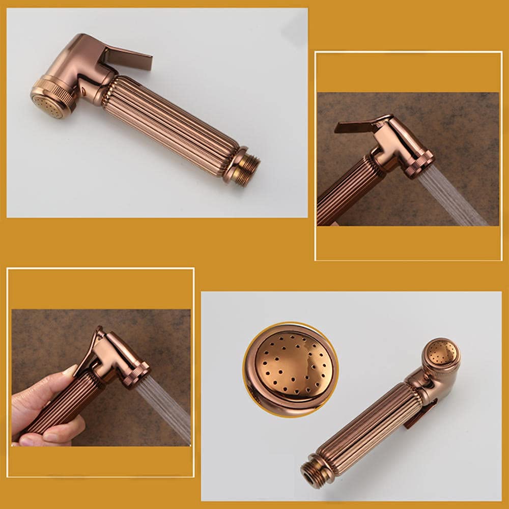 Miscelatore per Bidet e WC da Parete, Kit di spruzzatura, doccetta Manuale Marrone Antico, Set di rubinetti con Maniglia Singola e Doccia - A (A)