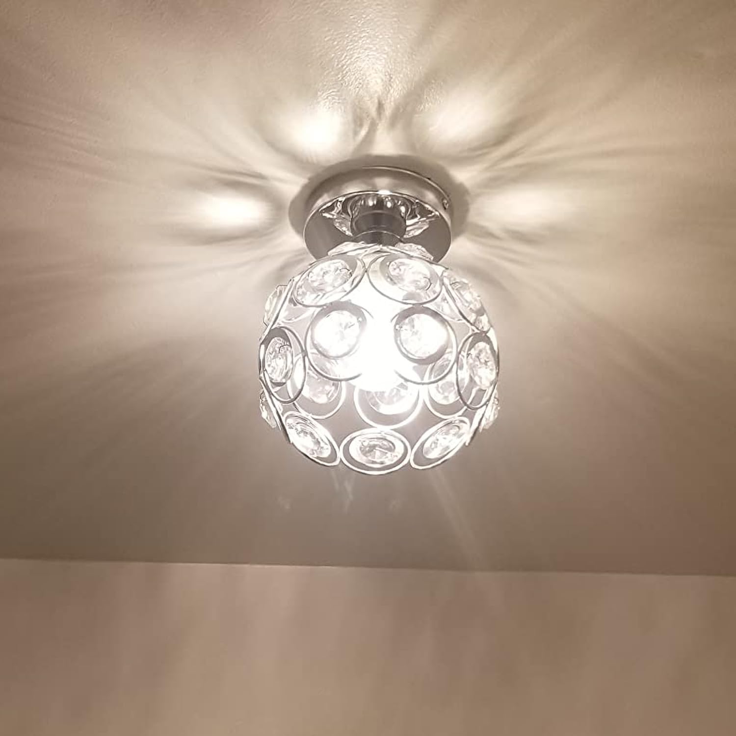TISLYCO Modern Semi Flush Mount Ceiling Light, Mini Crystal Ceiling Light Fixture, Close to Ceiling Light Fixture for Foyer, Hallway, Entryway, Kitchen, Bedroom, Dining Room, Bar-picture-22