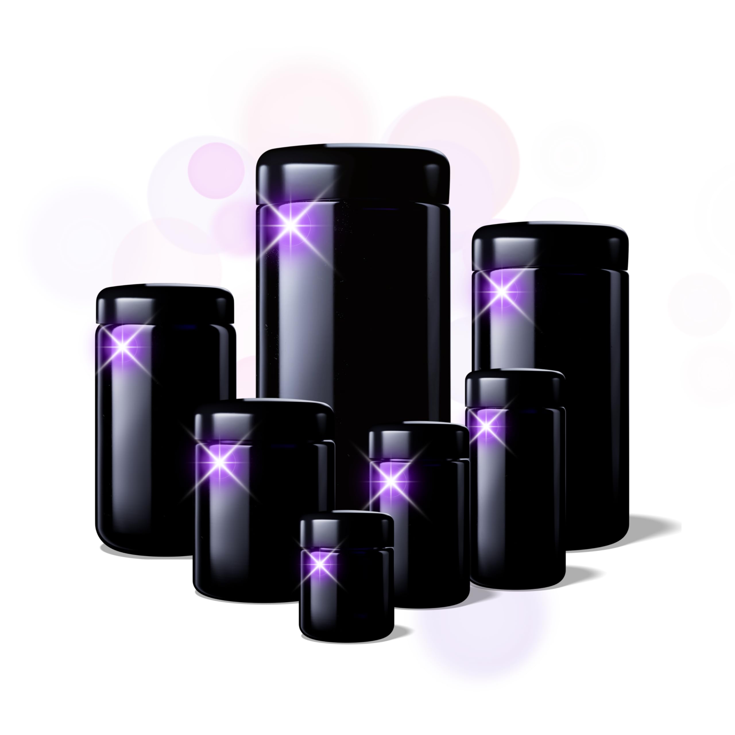 ANCEVIA hochwertiges TOP 7 Violettglas Vorratsglas Set - verschiedene Vorratsdosen mit Deckel | Miron Saturn Aufbewahrungsgläser, Glasbehälter mit Deckel für z.B. Reis, Samen, Tee & Kräuter und mehr