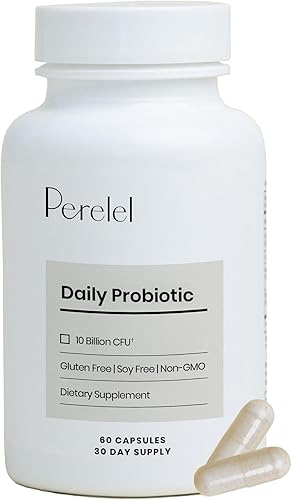 Perelel Probiótico diario, suplemento para mujer con 10 mil millones de UFC, apoya la salud vaginal y digestiva diaria, sin soja y gluten, sin OMG,