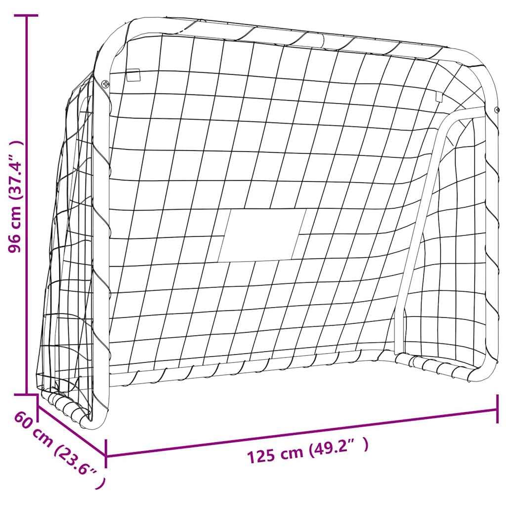 Porta da calcio bianca, 125 x 96 x 60 cm, con rete, telaio in acciaio verniciato a polvere, rete in poliestere impermeabile, aiuto per l'allenamento per adulti, facile da trasportare e da montare.