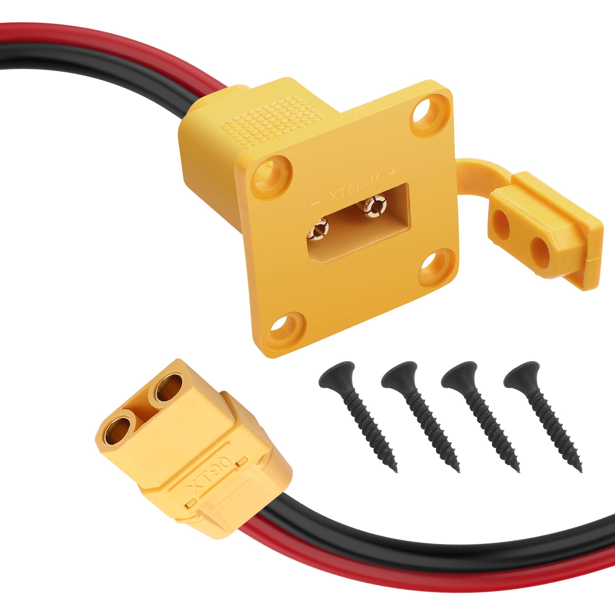 YACSEJAO 10AWG XT90 Panel Mount Cable High Current Connector for Solar Systems, E-Bikes, RC Models - Heavy Duty Tinned Copper Wire(1M/3.3FT)