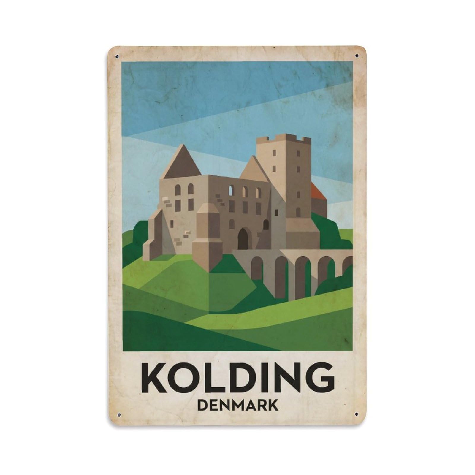 Denmark Kolding Vintage Metal Tin Sign