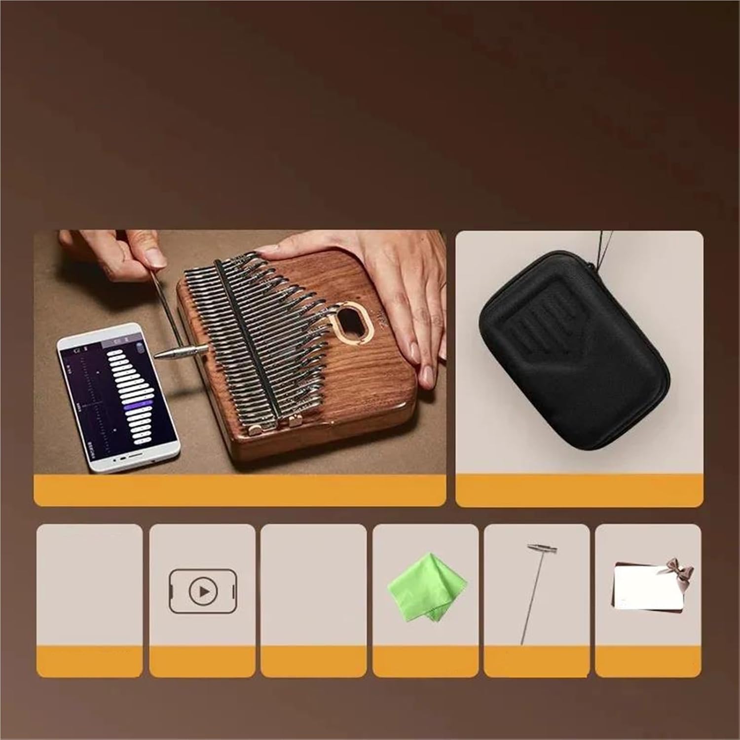 Beginners Kalimba Portable 34 Key Kalimba For Beginners And Professionals With Case Available In Various Styles(Style 5)