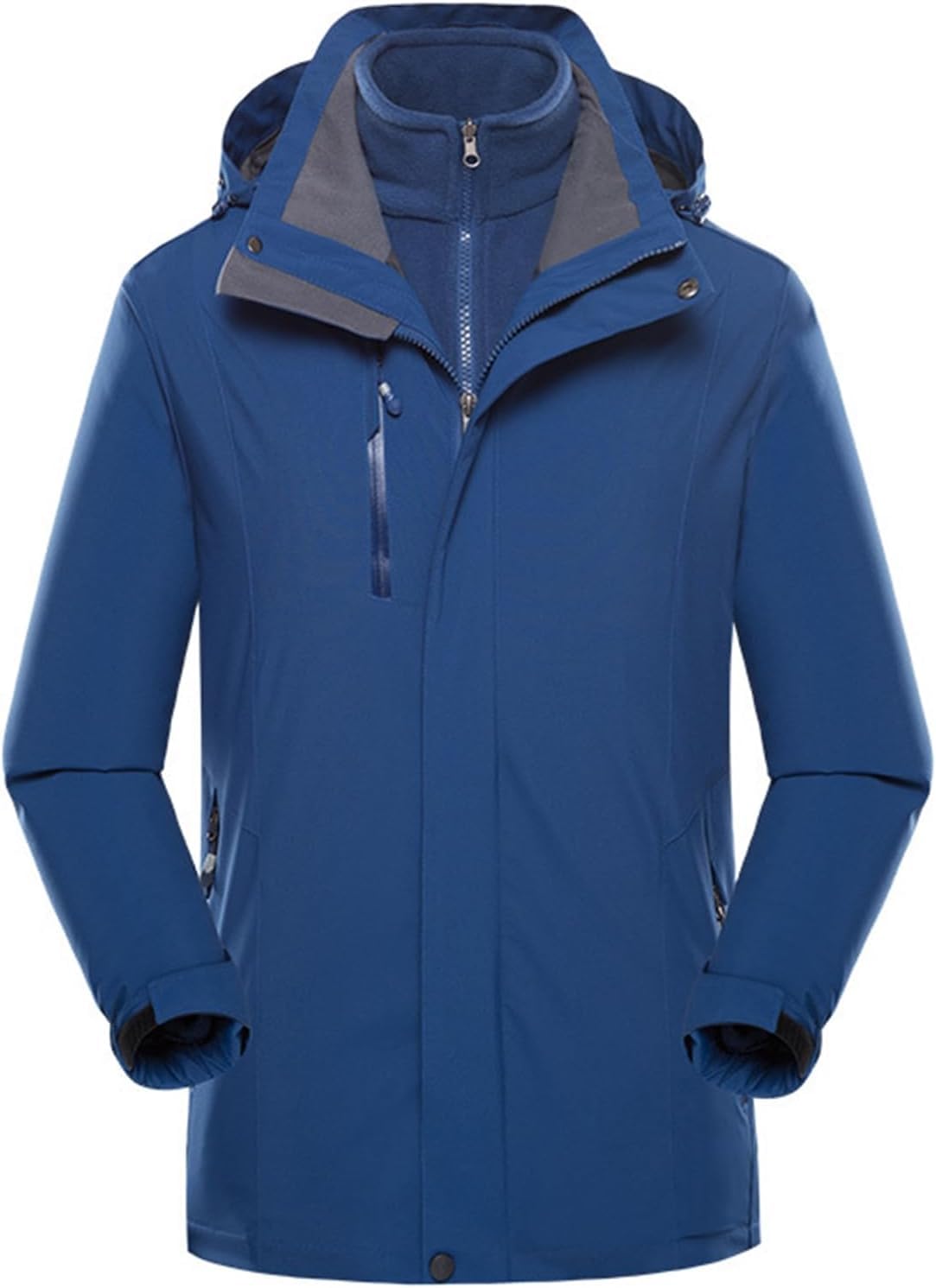Chaqueta De Nieve Impermeable para Esquí 3 En 1 para Hombre A Prueba De Viento con Capucha Y Abrigo De Vellón Cálido Interior, Blue, S