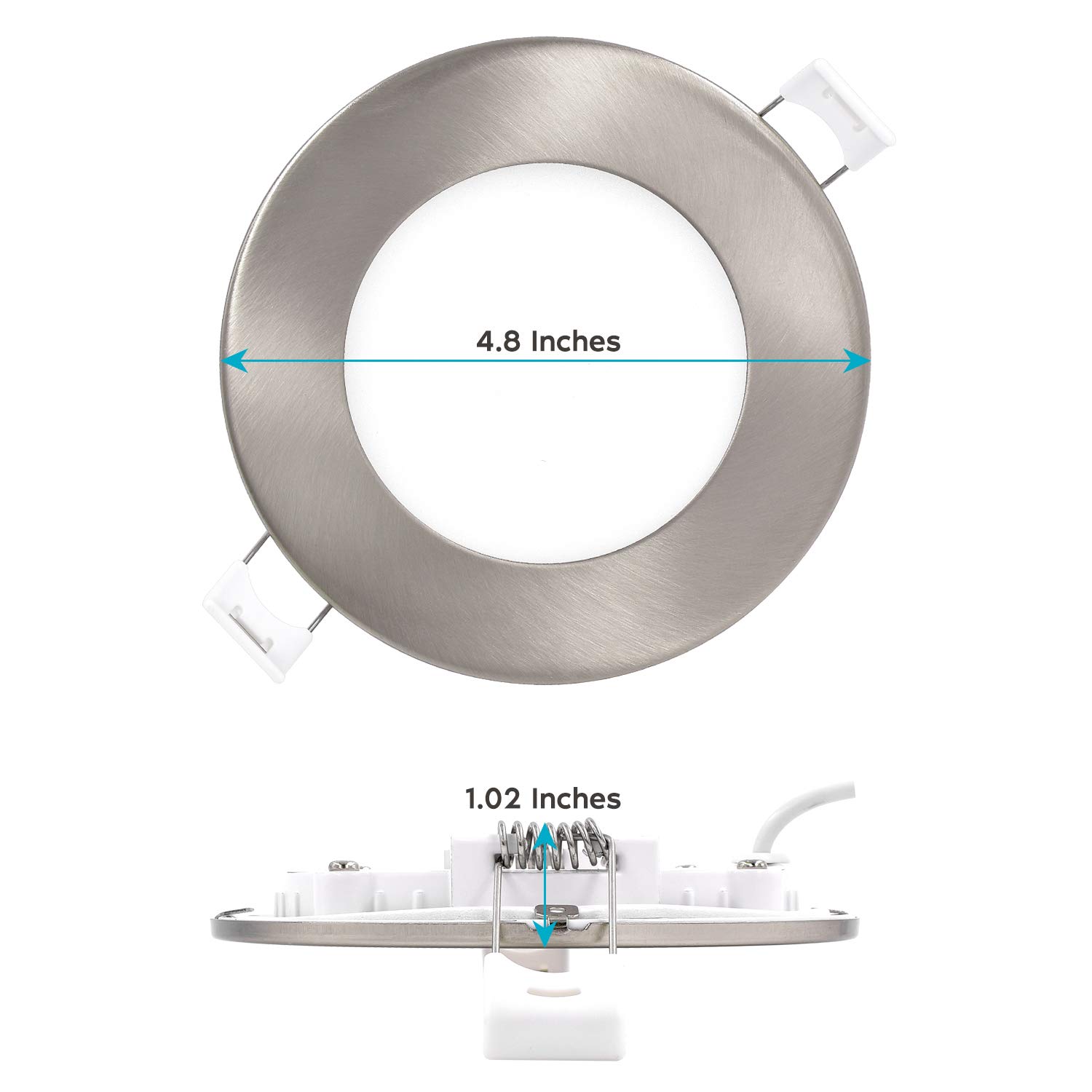 Luxrite Lampada da incasso a LED ultra sottile da 3 pollici con JBox, 8 W, 5 opzioni di colore 2700 K | 3000 K | 3500 K | 4000 K | 5000 K | Luci wafer dimmerabili, 540 lumen, finiture nere, Energy