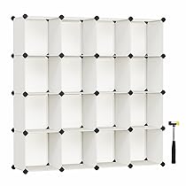 SONGMICS Scarpiera, Scaffale a 16 Cubi Modulari, Guardaroba, Recinto per Animali Domestici, Camera da Letto Cabina Armadio Ingresso, 31 x 123 x 123 cm, Bianco Crema LPC442M01