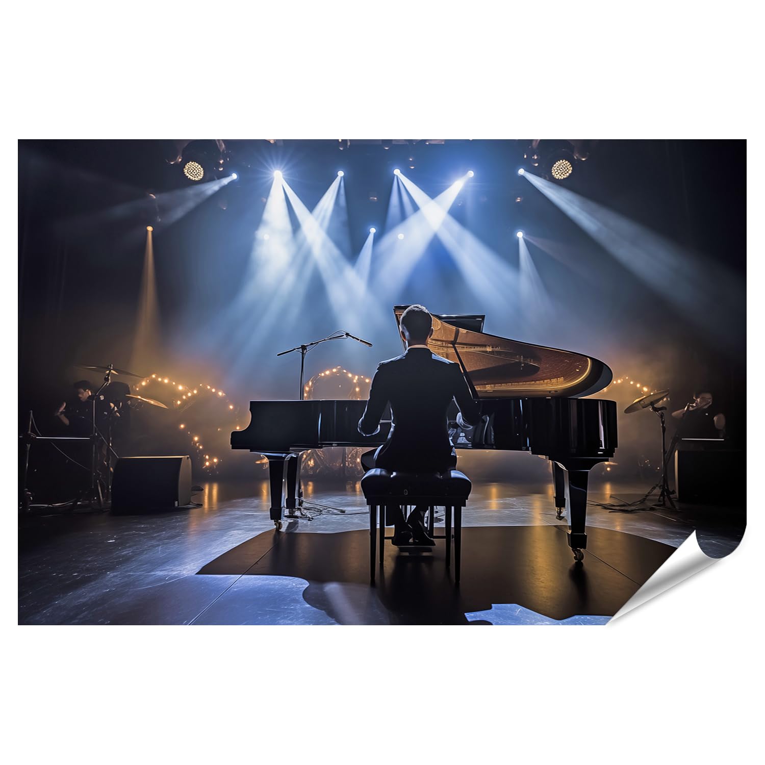 islandburner Prime, poster XXL con Stampa sul retro, giovane pianista maschio, suonare il pianoforte, strumento musicale, immagini di alta qualità