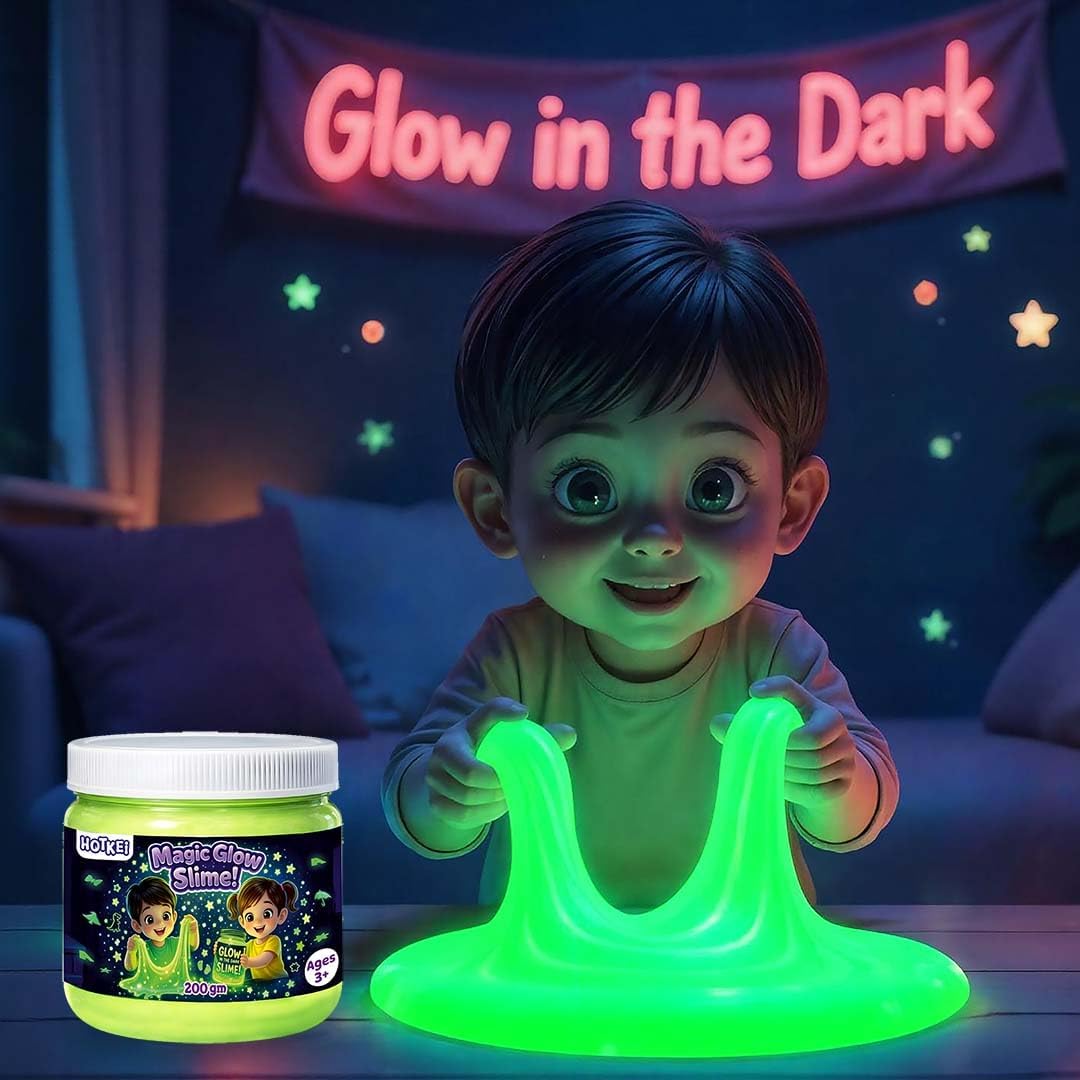 HOTKEI 200gm Glow in the Dark Slime for Kids 3 to 10 Years DIY Toy Slimy Glowing Slime Gel Jelly Putty Art Toys Birthday Gift Box for Boys Girls