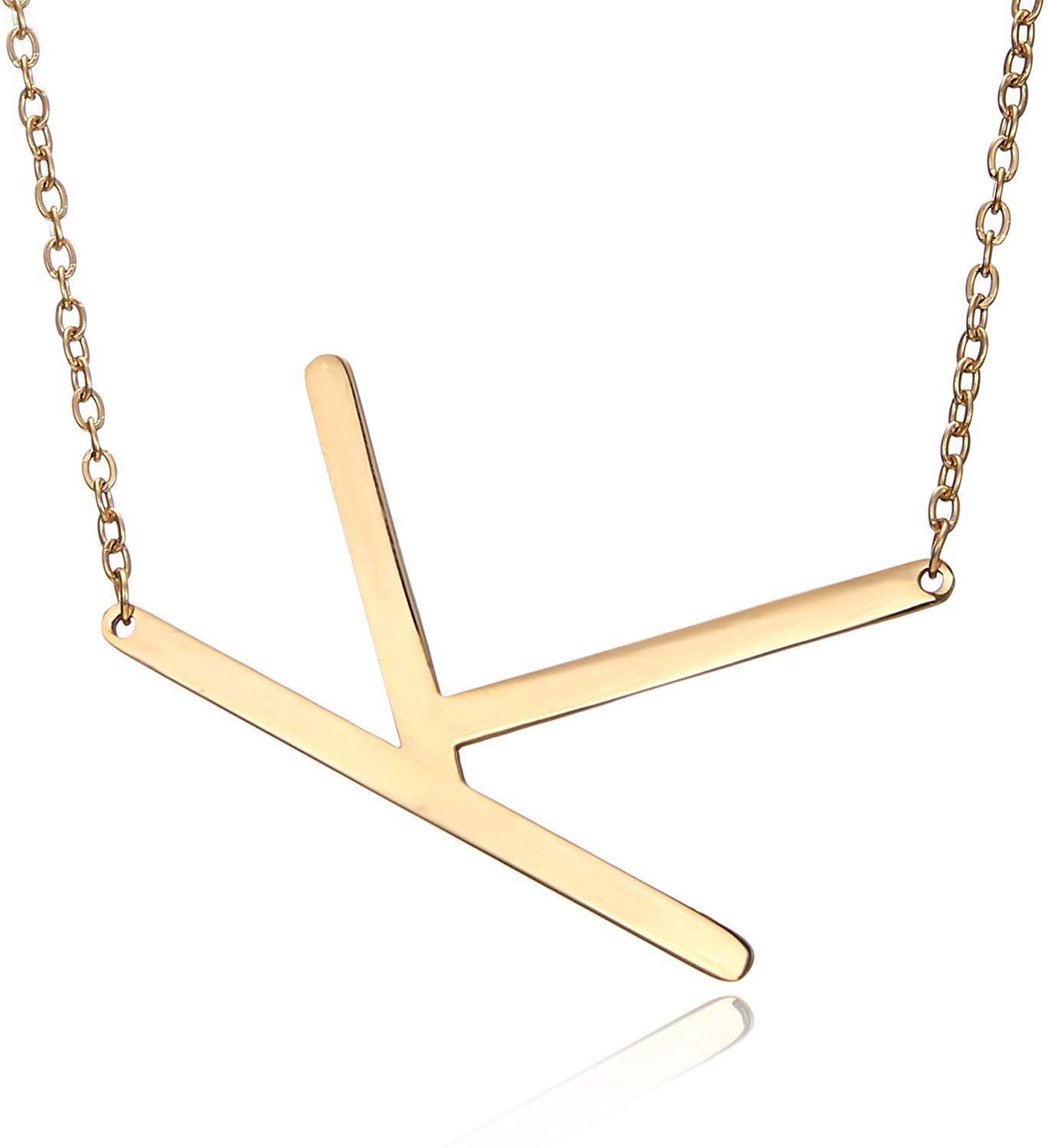 See full amazon price history chart for ZIVOM® Sideways Alphabet Initial Large K Letter Gold Stainless Steel Pendant Necklace Women ZIVOM® Sideways Alphabet Initial Large K Letter Gold Stainless Steel Pendant Necklace Women (B084D3GC5B) Amazon Price History, Amazon Price Tracker