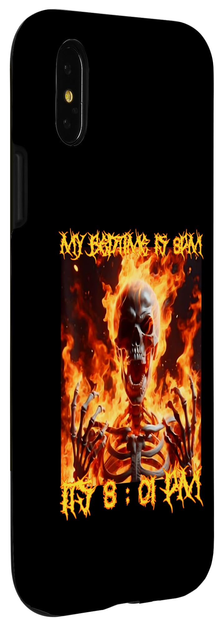 iPhone X/XS It's Past My Bedtime Funny Cringe Hard Skeleton Meme Flames Case - Image 3