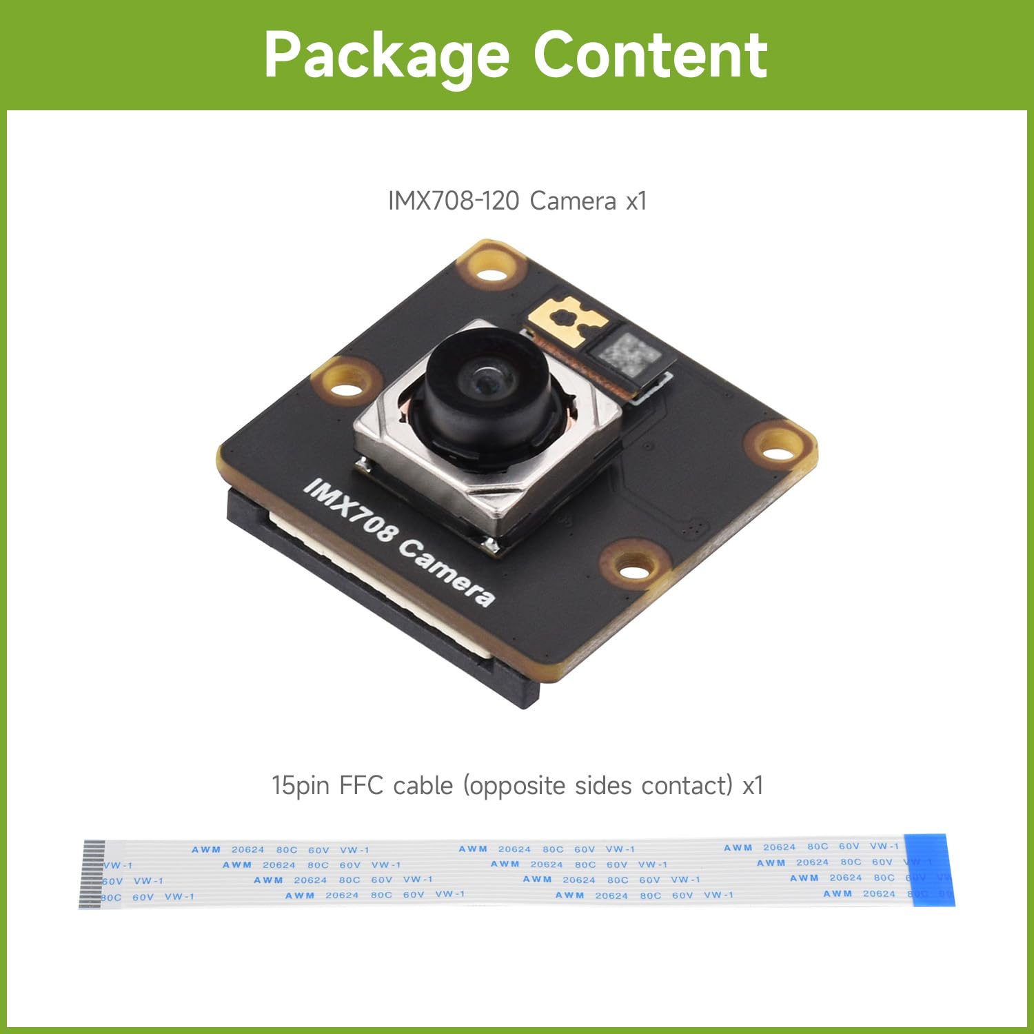 Waveshare IMX708 12MP High Resolution Camera Module, Featuring High Dynamic Range, with Wide Angle Version 120°