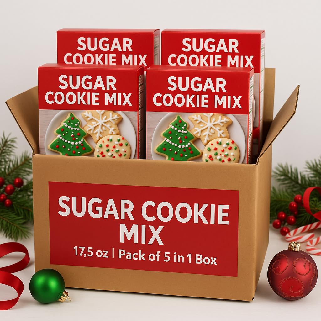 Sugar Cookie Mix, 17.5 oz, Pack of 5 | Classic Holiday Cookie Dough Base | Easy to Bake for Christmas, Parties & Decorating Activities. Pakage May Vary
