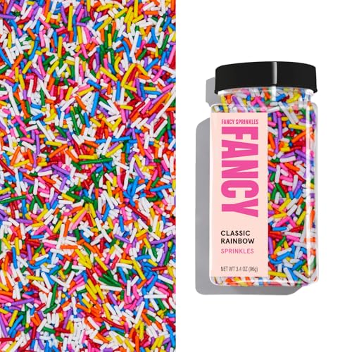 Image of Fancy Sprinkles Classic Rainbow Crunchy Jimmies | Rainbow Sprinkles for Cake, Cupcake & Cookie Decorating | Funfetti & Ice Cream Topping | Birthday & Everyday | 1 Pack (0.5c)
