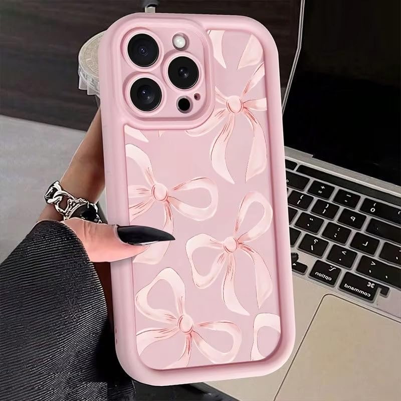 Image of COVERLY Cute Pretty Bowknot Back Case Cover for iPhone 12 Pro | Hot Pastel Pink Ribbon Bow Stylish Design | Camera Lens Protection | Soft Silicone Aesthetic Cover for Girls & Women (Pink, Shockproof)
