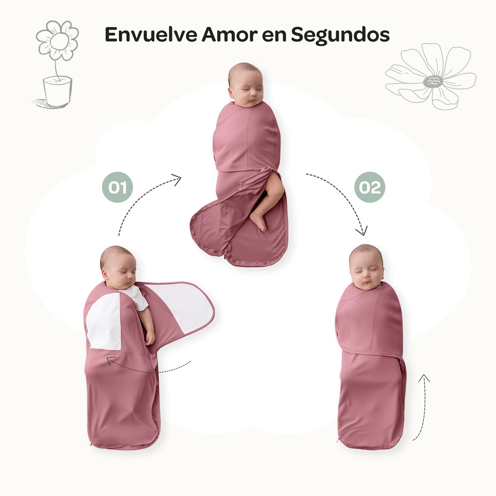 momcozy Saco para bebé de 0 a 3 Meses, Cierre silencioso, para Padres recién Nacidos, Reduce el Reflejo de Miedo, indispensable para recién Nacidos de 0 a 3 Meses, Paquete de 2 — view 3