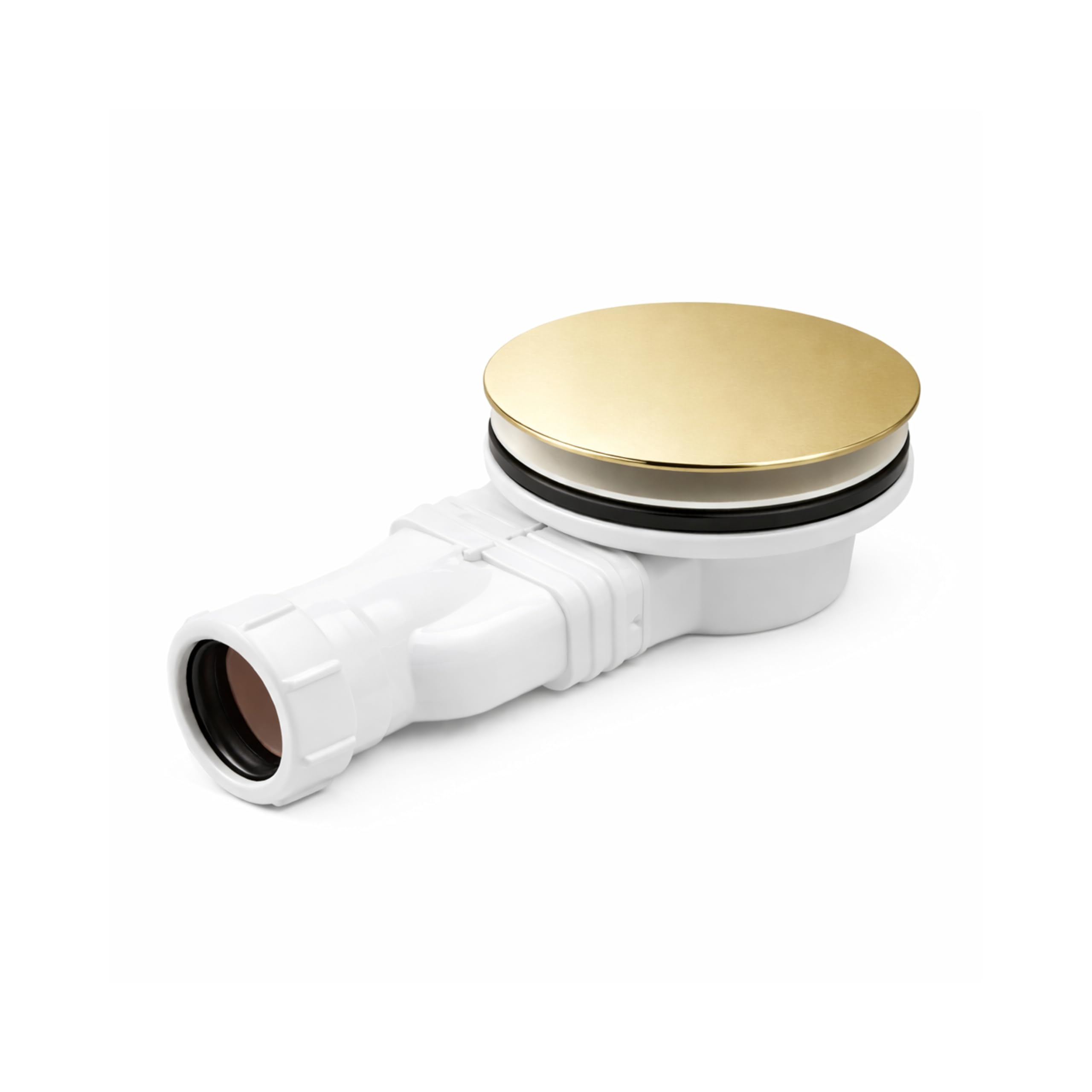 Corso Bathrooms Brushed Brass Slimline Shower Tray Waste 90Mm Trap Easy Clean Quick Fit Drain Cover Bathroom Replacement Traps,