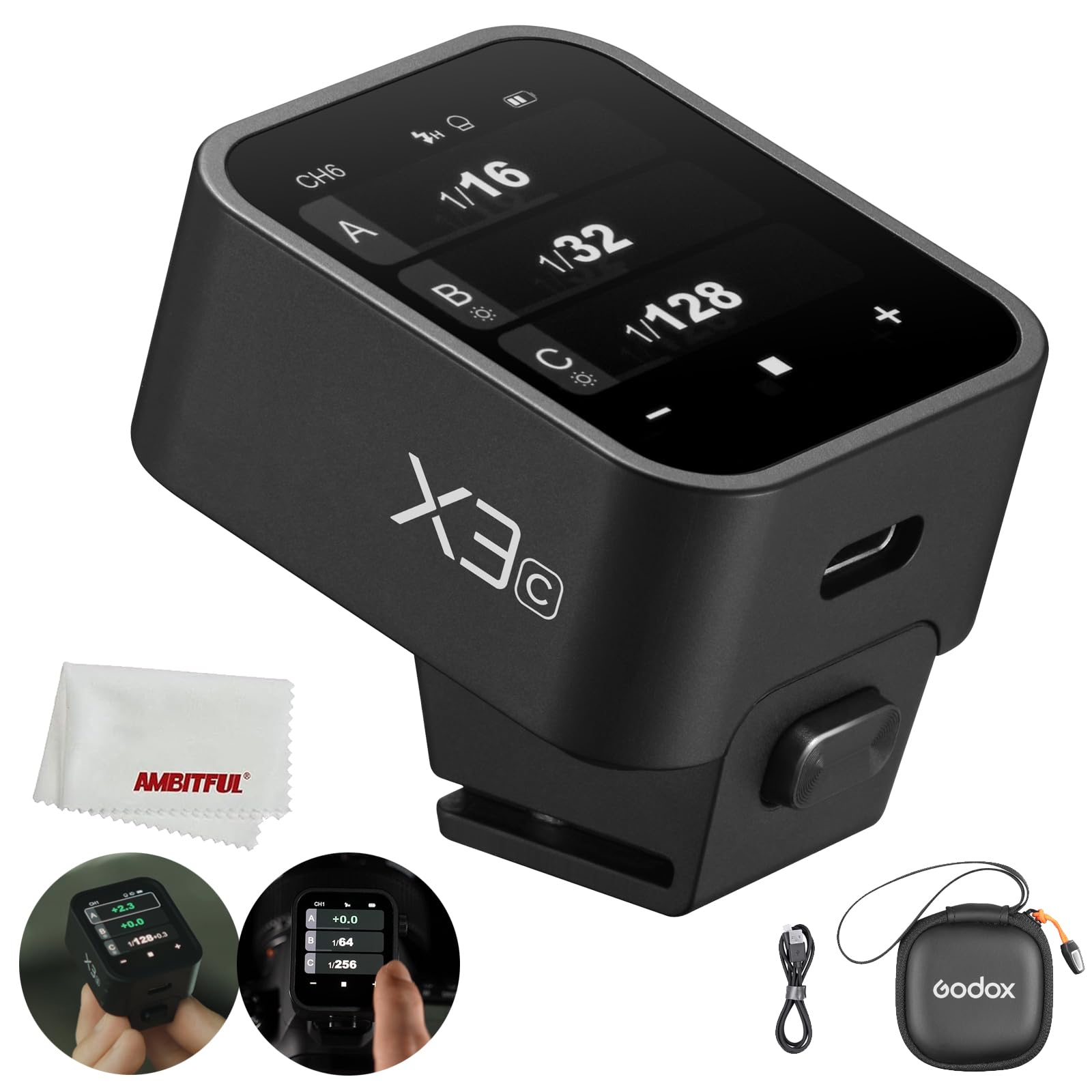 Godox X3C X3-C X3 C TTL Wireless Flash Trigger, 2.4GHz Wireless System, High-Definition LED Bildschirm, eingebaute Lithium Batterie Kompatibel mit Canon EOS Kameras