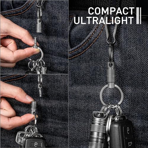 Image of TISUR Titanium Quick Release Keychain, Retractable Key Chain Detachable Keychain Clip,Pull Apart Key Rings for Men Women