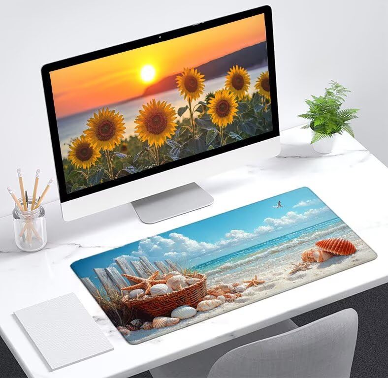 Tapis de souris XXL gaming étanche pour un bureau net inspiré de la plage