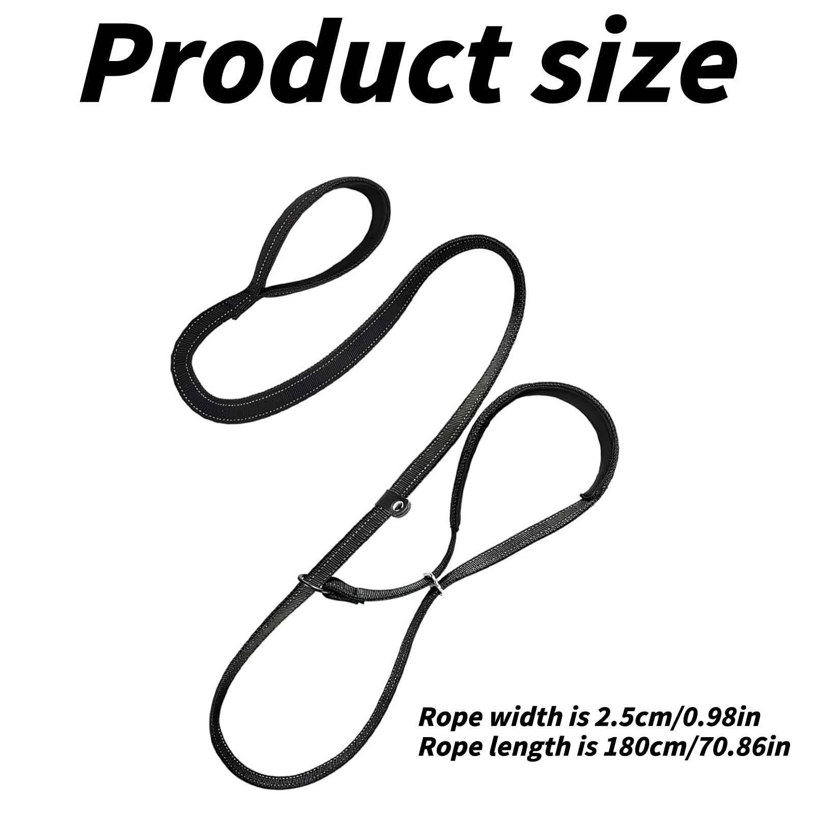 Siliget Figura de 8 correas antitirones, 180 cm, sin tirones, para perros medianos y grandes, con soporte acolchado para la nariz y asa de bucle, figura de nailon de 8 correas para perros (negro)