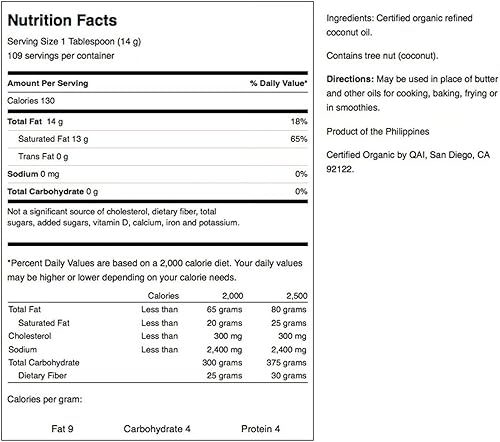 Miniatura 3 de Swanson Aceite de coco 100% certificado orgánico sin sabor para cocinar, hornear, freír, belleza, EFAs MCTs, 3 libras, 6 onzas (3.4 lbs) de aceite