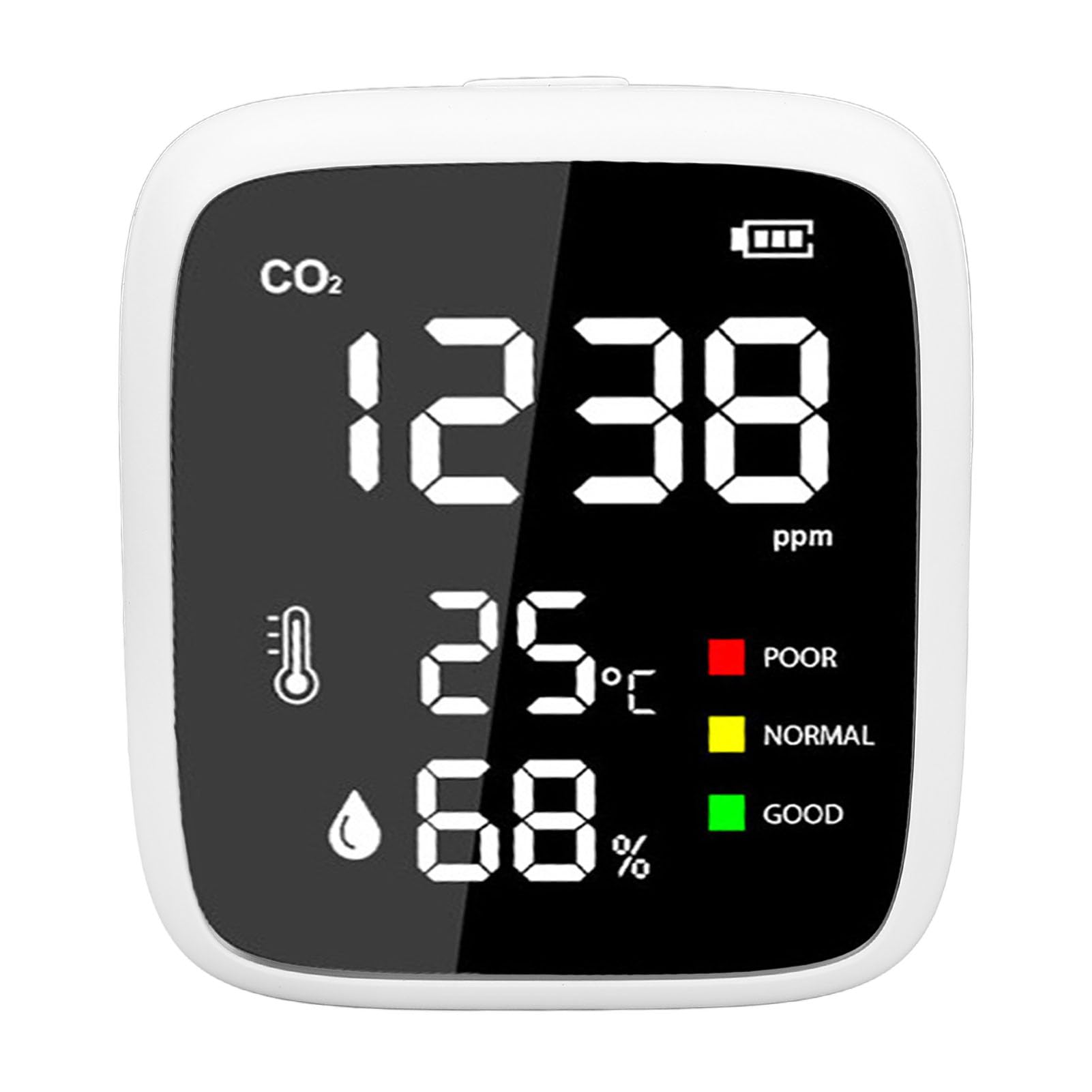 Detector de CO2 Mini Probador Portátil de Calidad del Aire de Alta Precisión para Uso Doméstico en Interiores Batería Pequeña Recargable de 1600mAh