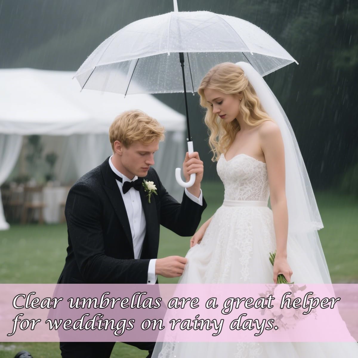 18 PACK Clear Umbrella Wedding,35in Clear Umbrella, Bulk clears bubble umbrellas, Suitable for Wedding Favours, Birthdays,Anniversaries and Other Special Occasions