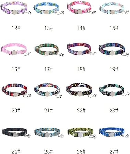 Miniatura 4 de Collar de gato personalizado con campana, placa de identificación grabada personalizada, número de teléfono, colorido estilo étnico bohemio lindo