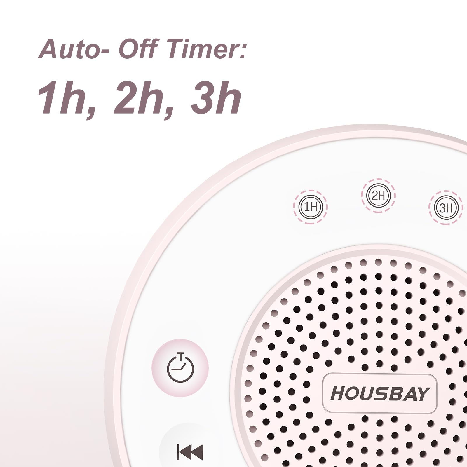 Housbay - Weißes Rauschgerät mit 31 Hi-Fi-beruhigenden Sounds, 5 W Hochleistungs-Lautsprecher, einfache Lautstärkeregelung, Schlaf-Timer, Sound-Maschine für Baby, Kinder