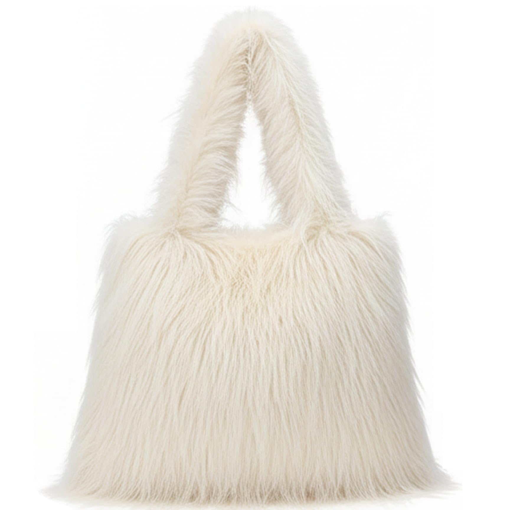 Tsawntd Unisex Beige Fluffy Bag Large Capacity Fluffy Purse Handbags Lightweight Furry Bag For Women Winter