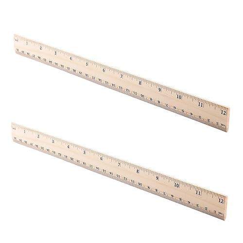 Paquete de 20 reglas de madera para estudiantes, 2 escalas de 12 pulgadas, regla escolar de oficina, regla de madera precisa de doble cara