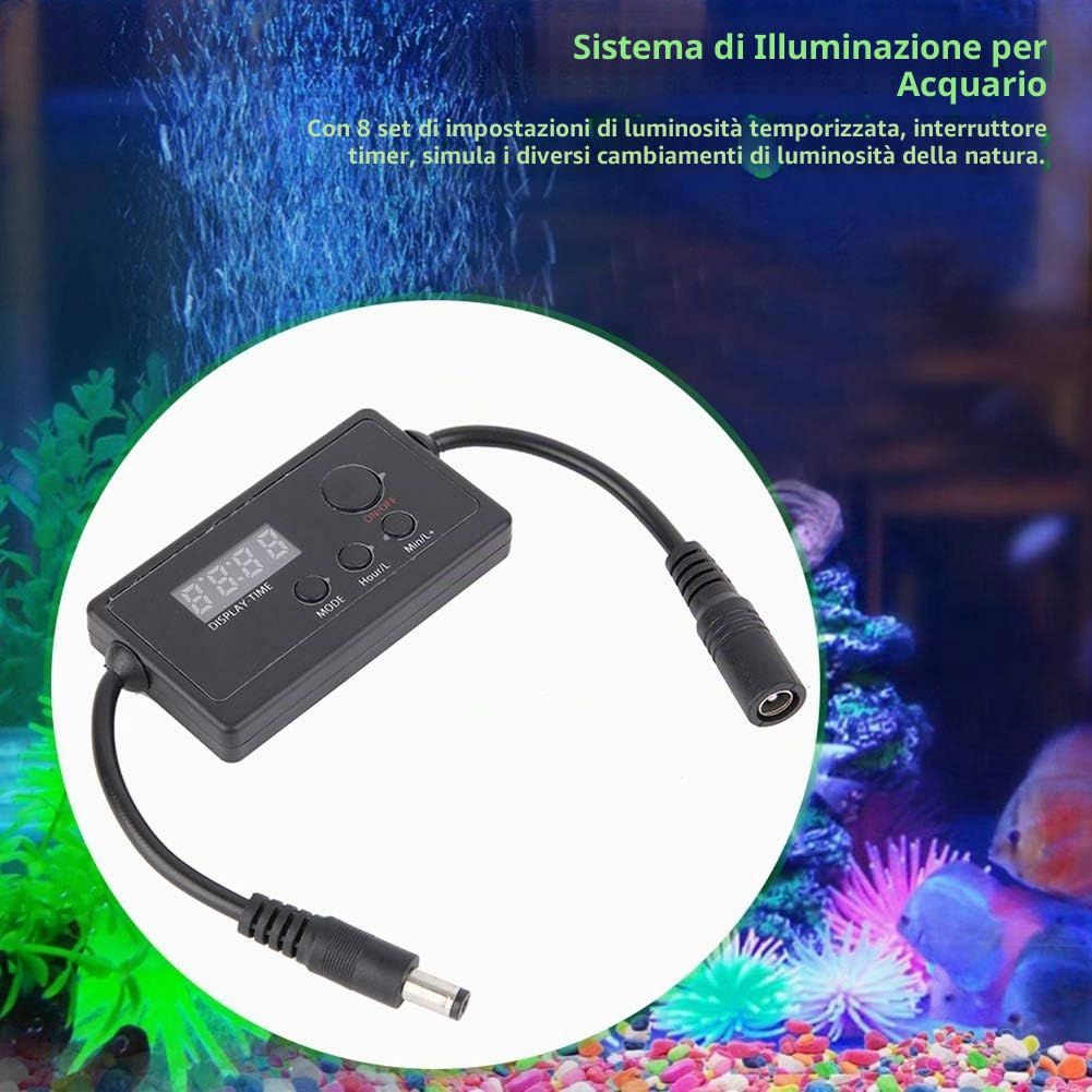 Tnfeeon Controllo Illuminazione LED per Acquario, Modulatore Dimmer Timer con Oscuramento Graduale, Regolazione Intelligente Luci per Vasca Pesci