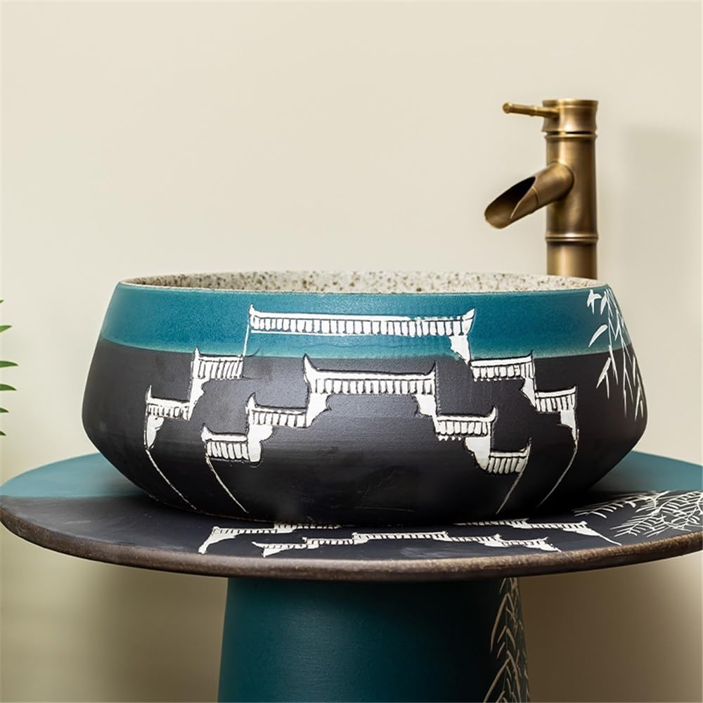 Lavello a colonna in ceramica con rubinetto e kit di scarico, elegante lavabo da bagno, design salvaspazio per la casa, eleganza moderna, facile installazione, finitura bianca