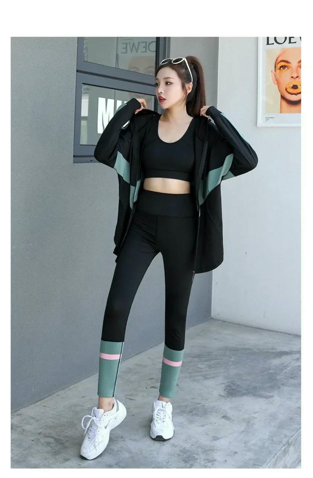 Shapewear kurtka sportowa biustonosz, legginsy 3-częściowy zestaw dla kobiet, dres treningowy, trening i siłownia, push up, joga-d 1-XXL