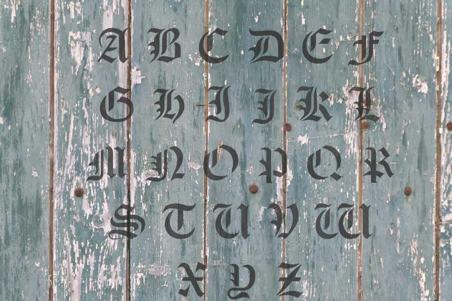 75mm Buchstabenschablonen A-Z altdeutsche Schrift AD mit Sprühnebelschutz