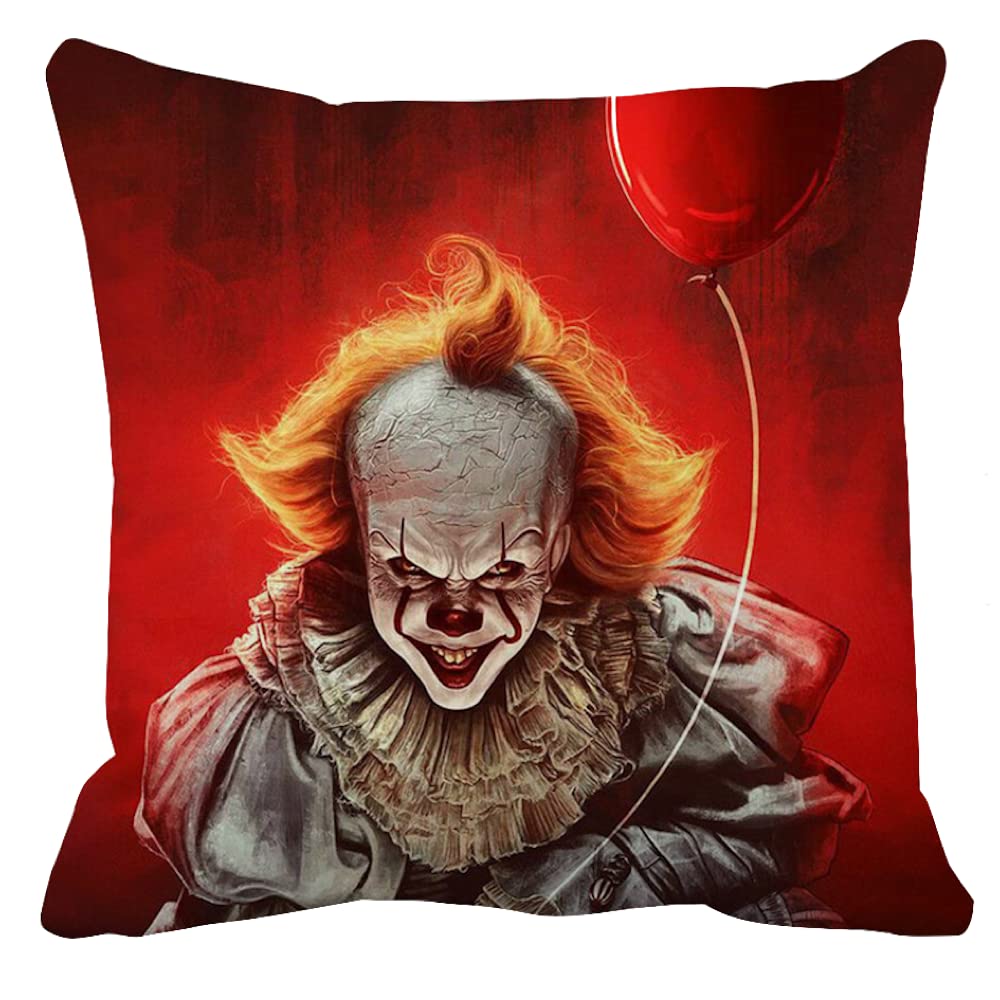 The Beach StopHorror Movie Pennywise Scary Clown Scatter Cushion Cover | Unique Home Decor Inspo Gift Idea | 45x45cm 18x18” | Pennywise Red