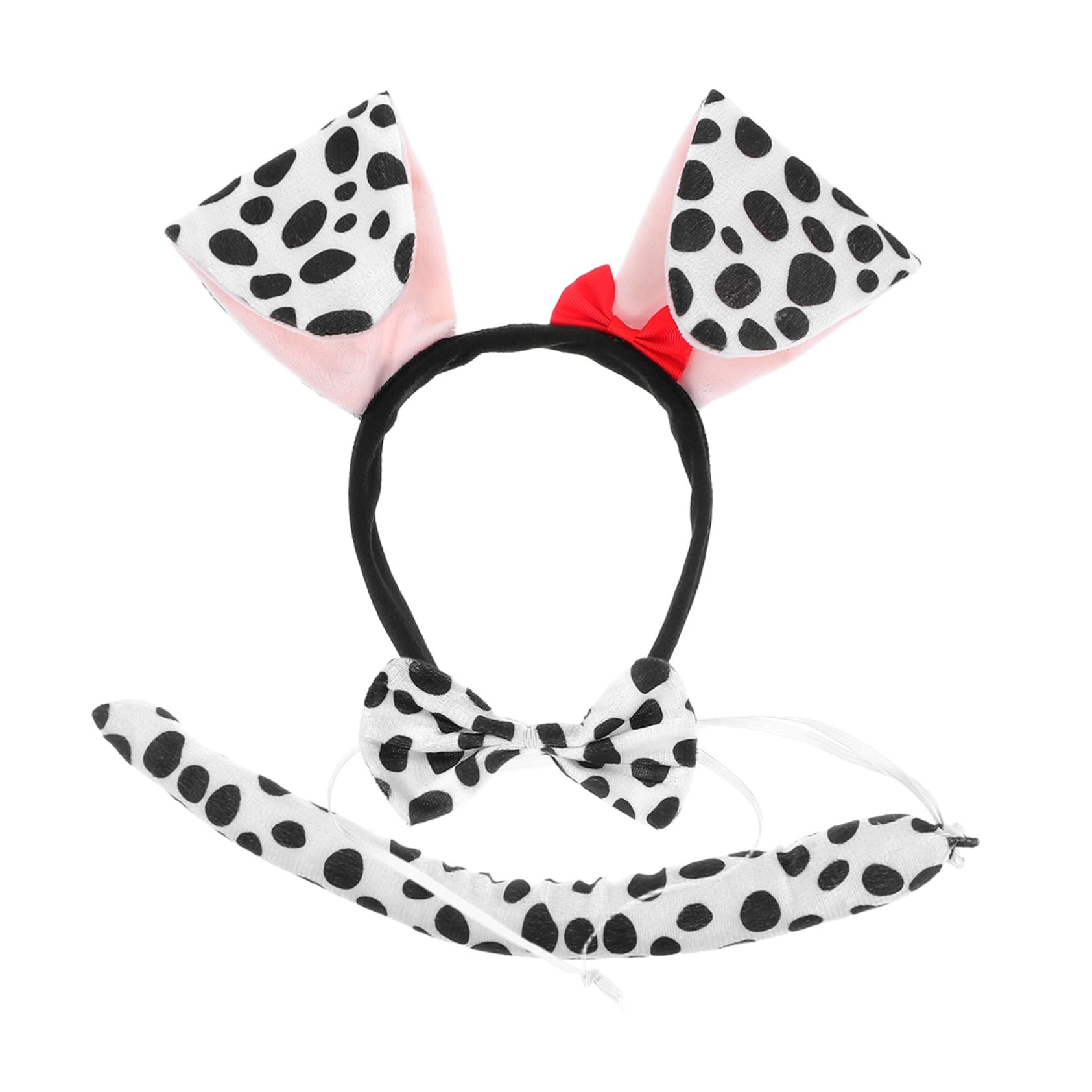 Beaupretty 1Set Adorable Dalmatian Ears Headband for Complete Costume Accessories with Bow Tie and Tail for Cosplay and Parties Easy to Wear and Secure Fit