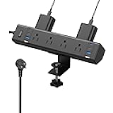 Desk Clamp Power Strip, 40W Total Fast Charging Station, Desk Edge Mount Power Strip, 8 USB Ports(4 USB C) & 8 AC Outlets, Fit 1.9