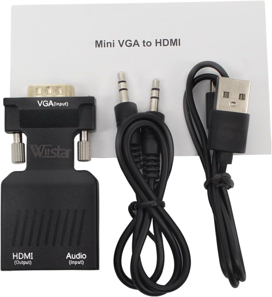 Exсluѕіvе Sресіаl Wiistar VGA Male to HDMI Female Converter Full HD 1080P Adapter Box with Audio for Connecting PC Laptop,Notebook to HDTV,Displays,Monitor