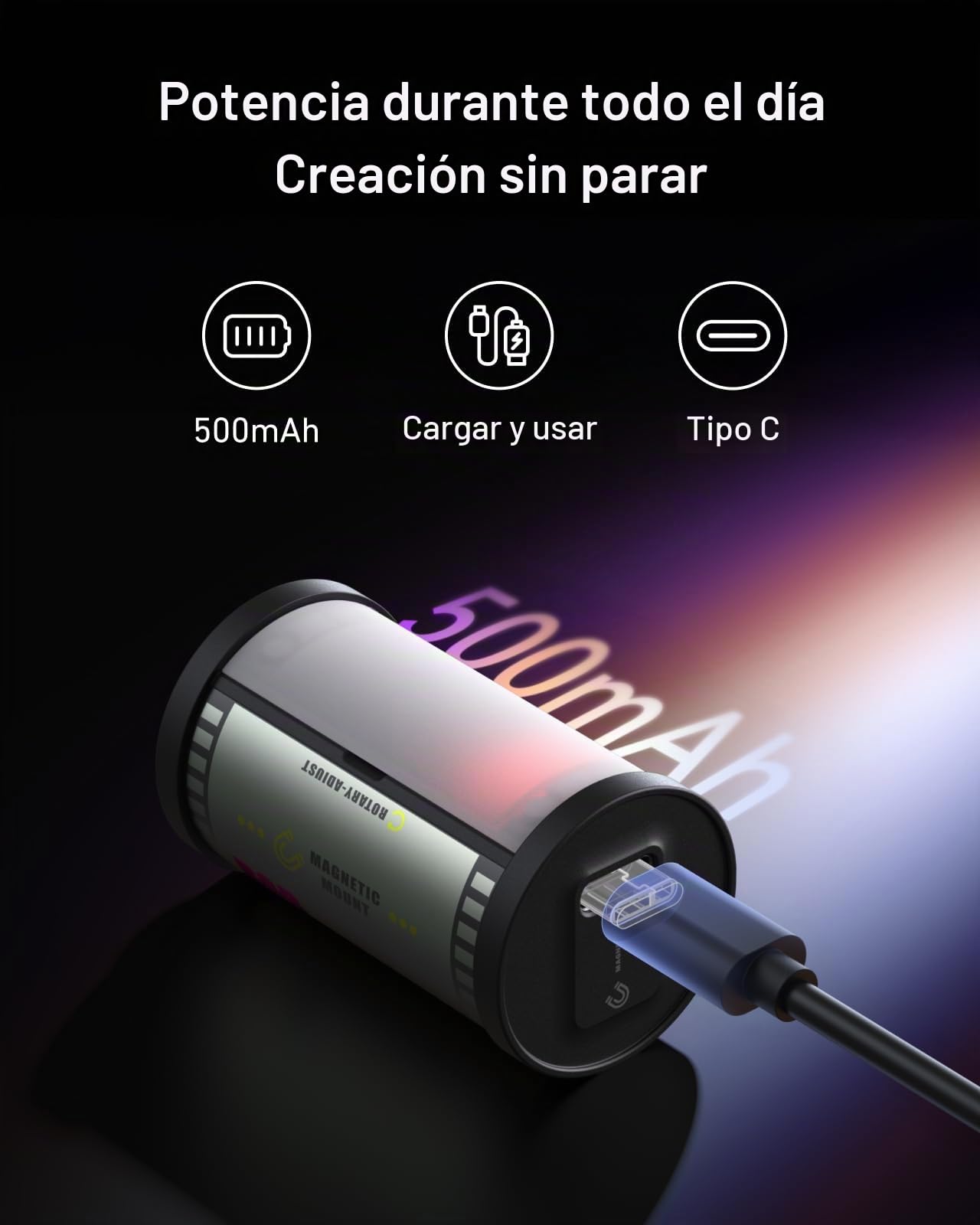 TELESIN Kit de empuñadura de aleación de Aluminio para dji Action 6 con Jaula Protectora metálica & luz de Video RGB magnética, luz LED portátil con difusor, CRI 95+, Soporte Cold Shoe, Accesorios
